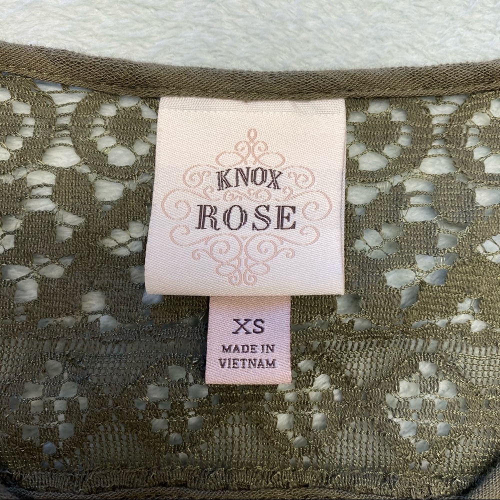 Knox Rose Olive Green Long Sleeve Crochet Blouse - Picture 16 of 16